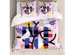 Abakuhaus Set Copripiumino Per Letti Singoli, Con Motivo Botanico E Uccellini, Antiacaro E Anallergico, Con Federa, 200 Cm X 200 Cm - 80 X 80 Cm, Rosa Baby Multicolore
