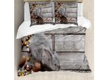 Abakuhaus Set Copripiumino Coniglietto Pasquale Per Letti Singoli, Foto Coniglietto, Antiacaro, Adatto A Chi Soffre Di Allergie, Con Federa, 200 Cm X 200 Cm - 80 X 80 Cm, Multicolore
