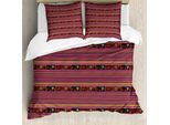 Abakuhaus Set Copripiumino Etnico Per Letti Singoli, Motivi Folk A Righe, Antiacaro, Adatto A Chi Soffre Di Allergie, Con Federa, 200 Cm X 200 Cm - 80 X 80 Cm, Multicolore