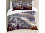 Abakuhaus Set Copripiumino Per Letto Singolo, Motivo Autunnale-Montagna, Antiacaro, Adatto A Chi Soffre Di Allergie, Con Federa, 200 Cm X 200 Cm - 80 X 80 Cm, Multicolore