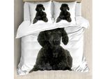 Abakuhaus Set Copripiumino Per Letto Singolo, Fluffy Rassetierliebe, Antiacaro, Adatto A Chi Soffre Di Allergie, Con Federa, 200 Cm X 200 Cm - 80 X 80 Cm, Grigio Scuro Bianco