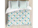 Abakuhaus Set Copripiumino Per Letti Singoli, Ragazzo E Ragazza Animali, Antiacaro Adatto A Chi Soffre Di Allergie Con Federa, 200 Cm X 200 Cm - 80 X 80 Cm, Multicolore