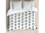 Abakuhaus Set Copripiumino Per Letto Singolo, Motivo Acquerello Viola, Antiacaro, Adatto A Chi Soffre Di Allergie, Con Federa, 200 Cm X 200 Cm - 80 X 80 Cm, Verde Lime E Blu Cielo