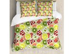 Set Copripiumino Abakuhaus Per Letti Singoli, Motivi Moderni Con Alimenti Biologici, Antiacaro, Adatto A Chi Soffre Di Allergie, Con Federa, 155 Cm X 220 Cm - 80 X 80 Cm, Multicolore