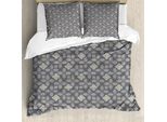 Abakuhaus Set Copripiumino Astratto Per Letti Singoli, Forme Decorative BohéMien, Antiacaro, Adatto A Chi Soffre Di Allergie, Con Federa, 200 Cm X 200 Cm - 80 X 80 Cm, Champagne Grigio Chiaro
