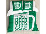 Abakuhaus Set Copripiumino Per Letto Singolo Irish Pub, Divertenti Frasi Sul Bere Birra, Antiacaro E Anallergico Con Federa, 200 Cm X 200 Cm - 80 X 80 Cm, Verde Giada E Bianco