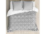 Abakuhaus Set Copripiumino Vittoriano Per Letti Singoli, Motivo Grottesco, Antiacaro, Adatto A Chi Soffre Di Allergie, Con Federa, 155 Cm X 220 Cm - 80 X 80 Cm, Grigio Antracite Bianco