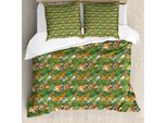 Abakuhaus Set Copripiumino Esotico Per Letti Singoli, Fogliame Tropicale Estivo Artificiale, Antiacaro, Adatto A Chi Soffre Di Allergie, Con Federa, 155 Cm X 220 Cm - 80 X 80 Cm, Multicolore