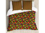 Set Copripiumino Abakuhaus Per Letti Singoli, Alimenti Stagionali Cartoon, Antiacaro, Adatto A Chi Soffre Di Allergie, Con Federa, 155 Cm X 220 Cm - 80 X 80 Cm, Cioccolato Multicolore