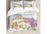 Abakuhaus Set Copripiumino Per Letto Singolo, Arte Urbana Desertica, Antiacaro, Adatto A Chi Soffre Di Allergie, Con Federa, 155 Cm X 220 Cm - 80 X 80 Cm, Bianco Multicolore