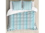 Abakuhaus Set Copripiumino Geometrico Per Letti Singoli, Arte Astratta Rettangoli, Antiacaro, Adatto A Chi Soffre Di Allergie, Con Federa, 155 Cm X 220 Cm - 80 X 80 Cm, Azzurro Pallido E Blu Cielo