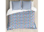 Abakuhaus Set Copripiumino Extraterrestre Per Letti Singoli, Robot Colorati Forme Divertenti, Antiacaro Adatto A Chi Soffre Di Allergie Con Federa, 200 Cm X 200 Cm - 80 X 80 Cm, Azzurro E Multicolore