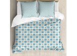 Abakuhaus Set Copripiumino Marocchino Per Letti Singoli, Motivi Orientali A Stella, Antiacaro, Adatto A Chi Soffre Di Allergie, Con Federa, 155 Cm X 220 Cm - 80 X 80 Cm, Blu Cielo Profondo Ecru
