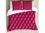 Abakuhaus Set Copripiumino Romantico Per Letti Singoli, Cuori Femminili Fugaci, Antiacaro, Adatto A Chi Soffre Di Allergie, Con Federa, 155 Cm X 220 Cm - 80 X 80 Cm, Rosa Shocking Bordeaux
