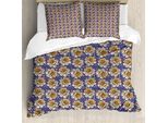 Abakuhaus Set Copripiumino Per Letti Singoli, Motivi Floreali Rotondi, Antiacaro, Adatto A Chi Soffre Di Allergie, Con Federa, 155 Cm X 220 Cm - 80 X 80 Cm, Lavanda Scuro Arancione
