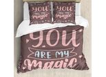 Abakuhaus Set Copripiumino Per Letti Singoli, You Are My Magic Panoramica, Antiacaro Adatto A Chi Soffre Di Allergie Con Federa, 155 Cm X 220 Cm - 80 X 80 Cm, Warm Taupe Blush