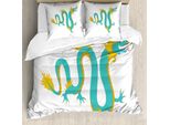 Abakuhaus Set Copripiumino Per Letto Singolo, Mitologia Cinese, Antiacaro, Adatto A Chi Soffre Di Allergie, Con Federa, 155 Cm X 220 Cm - 80 X 80 Cm, Giallo Seafoam