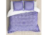 Abakuhaus Set Copripiumino Orientale Per Letti Singoli, Mandala Floreale, Antiacaro, Adatto A Chi Soffre Di Allergie, Con Federa, 200 Cm X 200 Cm - 80 X 80 Cm, Blu Lavanda E Bianco