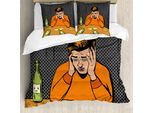 Set Copripiumino Abakuhaus Per Letti Singoli, Uomo Ubriaco E Bottiglie Vuote, Antiacaro, Adatto A Chi Soffre Di Allergie, Con Federa, 155 Cm X 220 Cm - 80 X 80 Cm, Multicolore