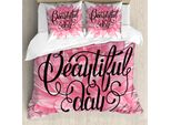 Abakuhaus Set Copripiumino Per Letti Singoli, Tag Auf Dahlia, Antiacaro, Adatto A Chi Soffre Di Allergie, Con Federa, 155 Cm X 220 Cm - 80 X 80 Cm, Rosa Coke Grigio
