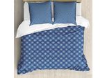 Abakuhaus Set Copripiumino Etnico Per Letti Singoli, Design Classico Talavera, Antiacaro E Anallergico Con Federa, 200 Cm X 200 Cm - 80 X 80 Cm, Blu Cielo Scuro E Bianco