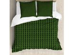 Abakuhaus Set Copripiumino Astratto Per Letti Singoli, Stella Geometrica Triangolare, Antiacaro, Adatto A Chi Soffre Di Allergie, Con Federa, 200 Cm X 200 Cm - 80 X 80 Cm, Grigio Antracite Verde