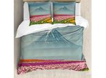 Abakuhaus Set Copripiumino Per Letto Singolo, Tulipani Giapponesi Colorati, Antiacaro, Adatto A Chi Soffre Di Allergie, Con Federa, 155 Cm X 220 Cm - 80 X 80 Cm, Multicolore