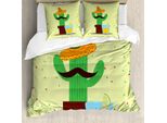 Abakuhaus Set Copripiumino Spagnolo Per Letti Singoli, Mexican Cactus E Tequila, Antiacaro, Adatto A Chi Soffre Di Allergie, Con Federa, 200 Cm X 200 Cm - 80 X 80 Cm, Multicolore