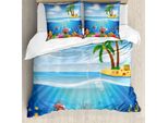 Abakuhaus Vita Nel Mare Set Copripiumino Per Letti Singoli, Pesce Scorpione E Barriere Coralline, Antiacaro, Adatto A Chi Soffre Di Allergie, Con Federa, 155 Cm X 220 Cm - 80 X 80 Cm, Multicolore