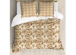 Abakuhaus Set Copripiumino Autunnale Per Letti Singoli, Frutti E Foglie Stagionali, Antiacaro, Adatto A Chi Soffre Di Allergie, Con Federa, 155 Cm X 220 Cm - 80 X 80 Cm, Seppia Multicolore