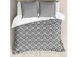 Abakuhaus Set Copripiumino Per Letti Singoli, Fiori Monocromatici, Antiacaro, Adatto A Chi Soffre Di Allergie, Con Federa, 155 Cm X 220 Cm - 80 X 80 Cm, Grigio Antracite E Bianco