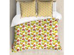 Abakuhaus Set Copripiumino Per Letti Singoli, Acquerello Agrumi Melograno, Antiacaro, Adatto A Chi Soffre Di Allergie, Con Federa, 200 Cm X 200 Cm - 80 X 80 Cm, Multicolore