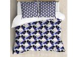 Abakuhaus Set Copripiumino Geometrico Per Letti Singoli, Arte Astratta Moderna, Antiacaro, Adatto A Chi Soffre Di Allergie, Con Federa, 155 Cm X 220 Cm - 80 X 80 Cm, Viola Grigio