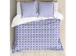 Abakuhaus Set Copripiumino Astratto Per Letti Singoli, Motivi Geometrici, Antiacaro, Adatto A Chi Soffre Di Allergie, Con Federa, 155 Cm X 220 Cm - 80 X 80 Cm, Indaco E Bianco