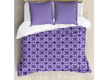 Abakuhaus Set Copripiumino Per Letto Singolo, Motivo Geometrico, Antiacaro, Adatto A Chi Soffre Di Allergie, Con Federa, 200 Cm X 200 Cm - 80 X 80 Cm, Blu Viola Bianco