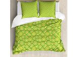 Abakuhaus Set Copripiumino Per Letto Singolo Kiwi, Motivo A Fette Di Frutta Esotica, Antiacaro, Adatto A Chi Soffre Di Allergie, Con Federa, 200 Cm X 200 Cm - 80 X 80 Cm, Verde Lime E Giallo Pastello