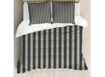 Set Copripiumino Retrò Abakuhaus Per Letti Singoli, Modello Astratto E Stravagante A Zig-Zag, Antiacaro E Anallergico, Con Federa, 155 Cm X 220 Cm - 80 X 80 Cm, Grigio Antracite E Avorio