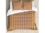 Abakuhaus Set Copripiumino Astratto Per Letti Singoli, Motivo Botanico Nostalgico, Antiacaro, Adatto A Chi Soffre Di Allergie, Con Federa, 155 Cm X 220 Cm - 80 X 80 Cm, Umber Dark Orange
