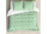 Abakuhaus Set Copripiumino Per Letti Singoli, Motivi Floreali Estivi, Antiacaro, Adatto A Chi Soffre Di Allergie, Con Federa, 200 Cm X 200 Cm - 80 X 80 Cm, Seafoam Senf