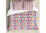 Abakuhaus Set Copripiumino Astratto Per Letti Singoli, Vivid Mosaic Blick Polygonen, Antiacaro, Adatto A Chi Soffre Di Allergie, Con Federa, 200 Cm X 200 Cm - 80 X 80 Cm, Avorio Multicolore