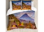 Abakuhaus Set Copripiumino Per Letto Singolo, Paesaggio Di Old Village, Antiacaro, Adatto A Chi Soffre Di Allergie, Con Federa, 200 Cm X 200 Cm - 80 X 80 Cm, Multicolore