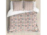 Abakuhaus Set Copripiumino Per Letto Singolo, Fiori Cartoon, Antiacaro, Adatto A Chi Soffre Di Allergie, Con Federa, 155 Cm X 220 Cm - 80 X 80 Cm, Pale Rust Multicolor