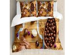 Abakuhaus Set Copripiumino Coniglietto Pasquale Per Letti Singoli, Uova Di Cioccolato, Antiacaro, Adatto A Chi Soffre Di Allergie, Con Federa, 200 Cm X 200 Cm - 80 X 80 Cm, Multicolore