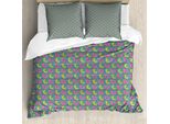 Abakuhaus Set Copripiumino Astratto Per Letti Singoli, Motivo Retrò Sovrapposto, Antiacaro, Adatto A Chi Soffre Di Allergie, Con Federa, 155 Cm X 220 Cm - 80 X 80 Cm, Verde Mela Scuro Seafoam