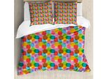 Abakuhaus Set Copripiumino Astratto Per Letti Singoli, Motivo Grunge Vibrant, Antiacaro, Adatto A Chi Soffre Di Allergie, Con Federa, 155 Cm X 220 Cm - 80 X 80 Cm, Multicolore