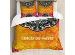 Abakuhaus Set Copripiumino Spagnolo Per Letti Singoli, Motivi Cinco De Mayo, Antiacaro, Adatto A Chi Soffre Di Allergie, Con Federa, 200 Cm X 200 Cm - 80 X 80 Cm, Multicolore
