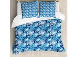 Abakuhaus Set Copripiumino Per Letto Singolo, Rose Blu, Antiacaro, Adatto A Chi Soffre Di Allergie, Con Federa, 155 Cm X 220 Cm - 80 X 80 Cm, Blu Cielo
