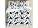 Abakuhaus Set Copripiumino Per Letti Singoli, Decorativo Eastern Feels, Antiacaro, Adatto A Chi Soffre Di Allergie, Con Federa, 155 Cm X 220 Cm - 80 X 80 Cm, Blu Notte Ceil Blau