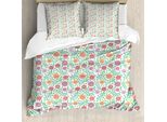 Abakuhaus Set Copripiumino Per Letti Singoli, Motivi Floreali Scarabocchiati, Antiacaro, Adatto A Chi Soffre Di Allergie, Con Federa, 200 Cm X 200 Cm - 80 X 80 Cm, Multicolore