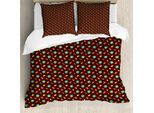 Set Copripiumino Abakuhaus Per Letti Singoli, Tonalità Calde Autunnali, Antiacaro, Adatto A Chi Soffre Di Allergie, Con Federa, 155 Cm X 220 Cm - 80 X 80 Cm, Cioccolato E Turchese